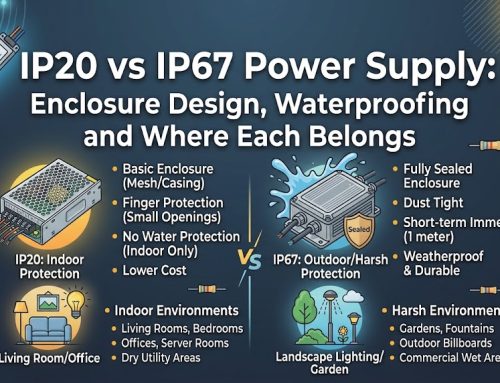 IP20 vs IP67 Power Supply: Enclosure Design, Waterproofing and Where Each Belongs