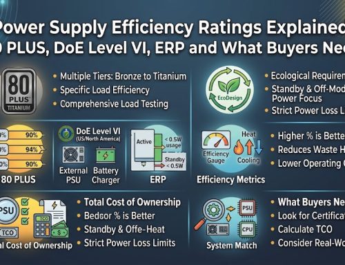 Power Supply Efficiency Ratings Explained: 80 PLUS, DoE Level VI, ERP and What Buyers Need